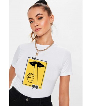 Tricou dama alb -  Don`t Speak